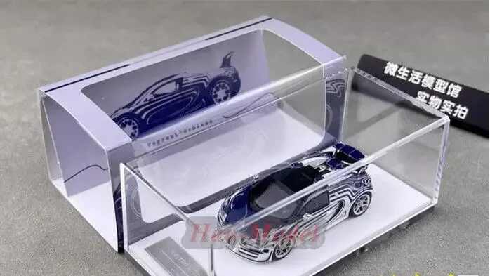 LJM 1/64 Für Bugatti Veyron Limit Auto Modell Legierung Diecast Simulation Spielzeug Jungen Geburtstag Geschenke Hobby Display Ornamente Blau/rot