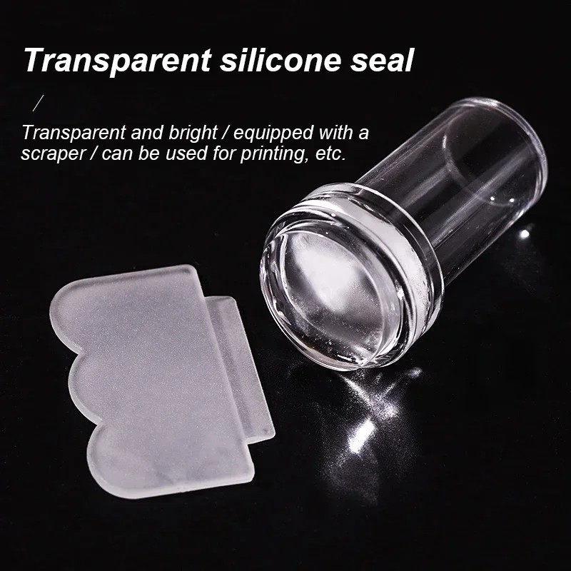 Nail Art Printing Plate Transfer Stamp Scraper Tool Set French Side Pressing Stamp Transparent Silicone Jelly Transfer