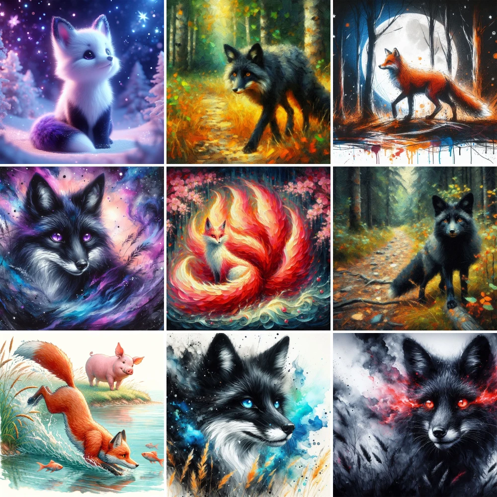 

Animal Fox Printed Cross Stitch Set Embroidery DMC Threads Handicraft Handiwork Handmade Knitting Home Decor Promotions Sales