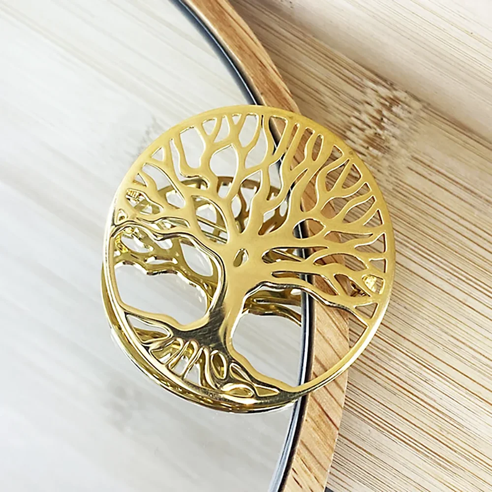 Delicate Men's Brooch Gold Color Round Polished Hollow Out Tree Brooches Personality Jewelry Men's Party Gifts wholesale