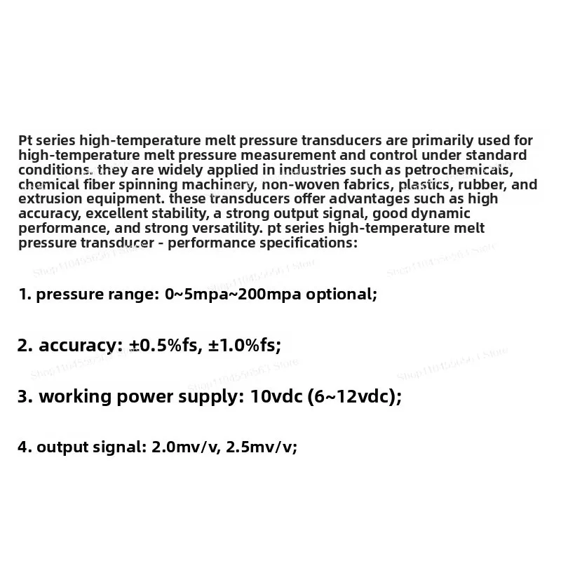 High Temperature Melt Pressure Sensor Transmitter PT124G-121 PT124B-121 for Plastic Injection Extrusion Machine Industrial