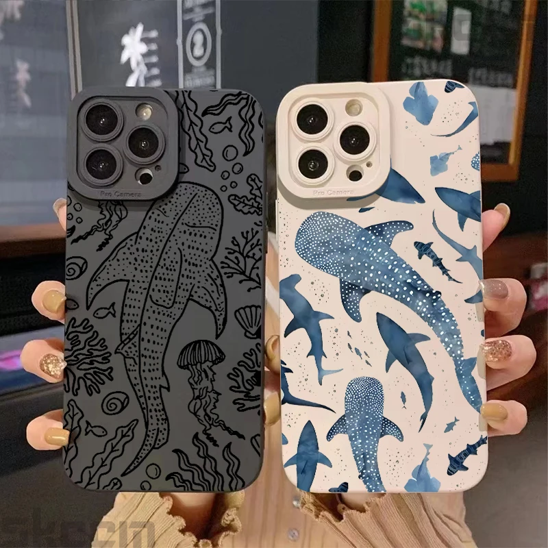 Whale Pattern Phone Case For Samsung Galaxy A55 A54 A35 A15 S25 Ultra S24 Plus S23 S22 S21 S20 FE Sh