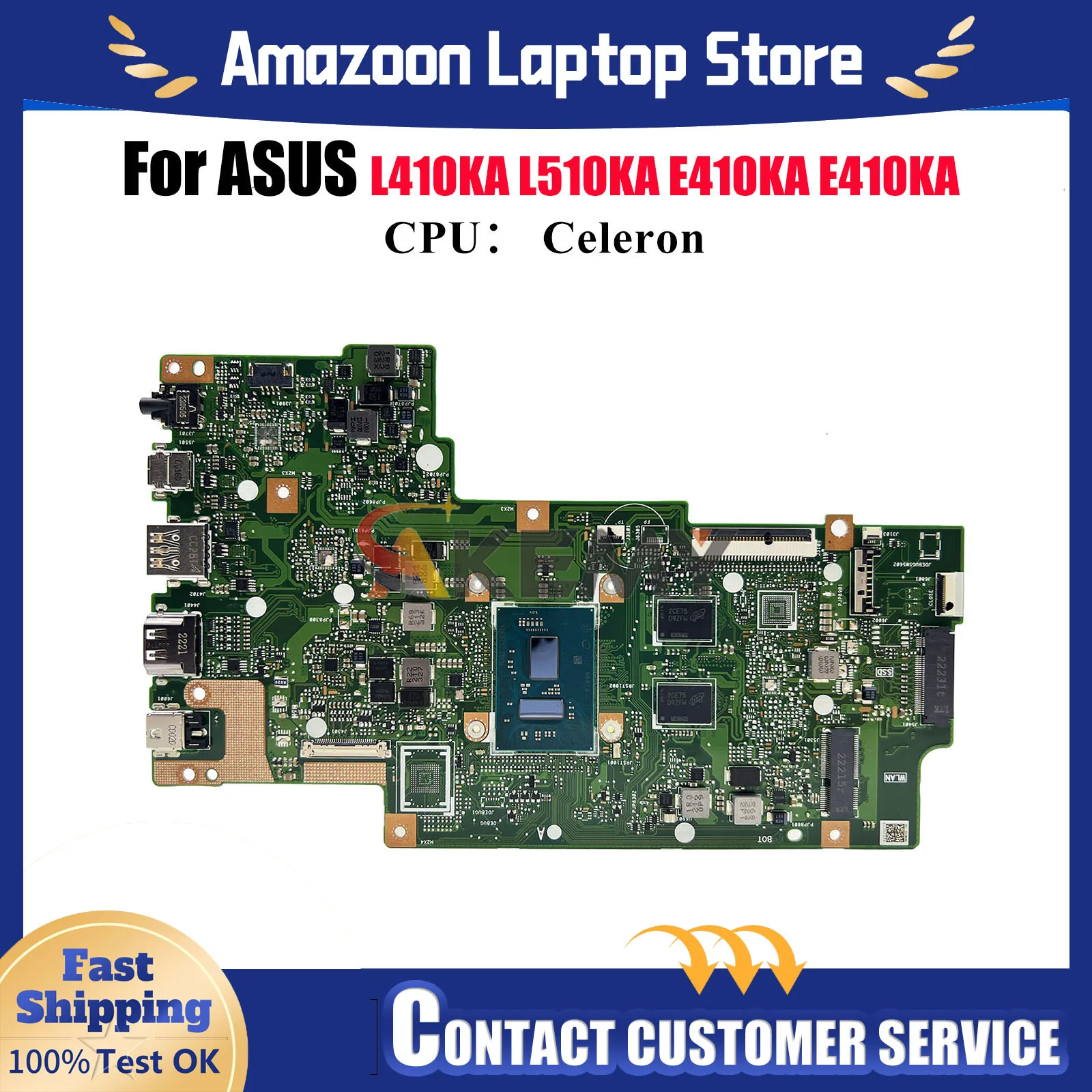 

E410KA Laptop Motherboard For ASUS EeeBook E410K L510KA E410KA L410KA Notebook Mainboard With Celeron CPU tests OK fast shipping