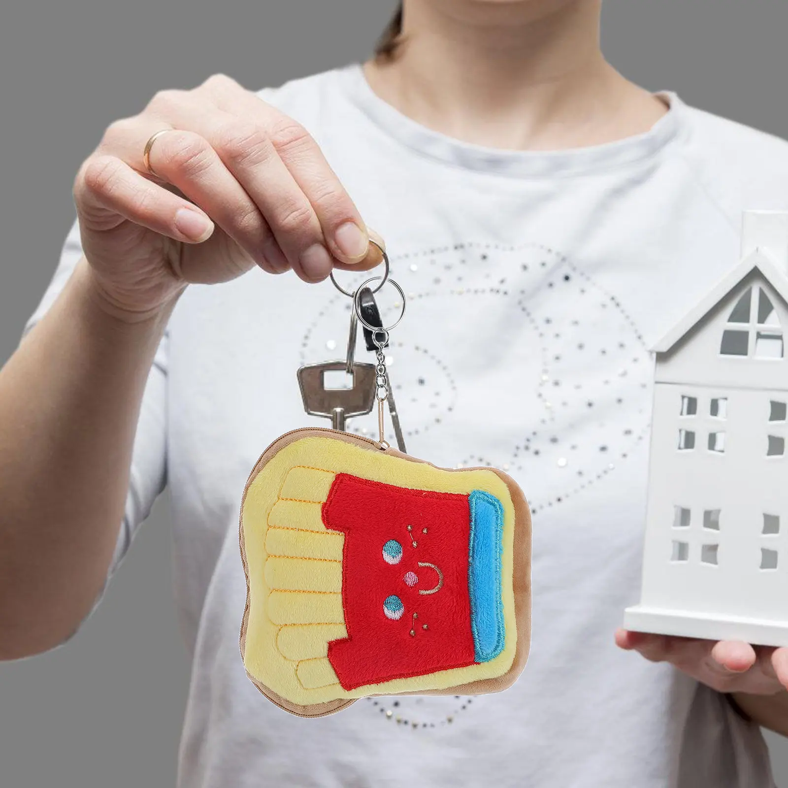 

Милый мультяшный кошелек-брелок для мелочи в виде картофеля фри, маленький стильный аксессуар для хранения денег, сумочка для рюкзака