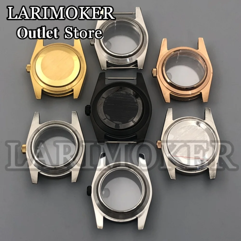 LARIMOKER Quality 36/39mm Serrated Watch Case fit NH35 PT5000 Miyota Waterproof stainless steel sapphire glass Watch Accessories