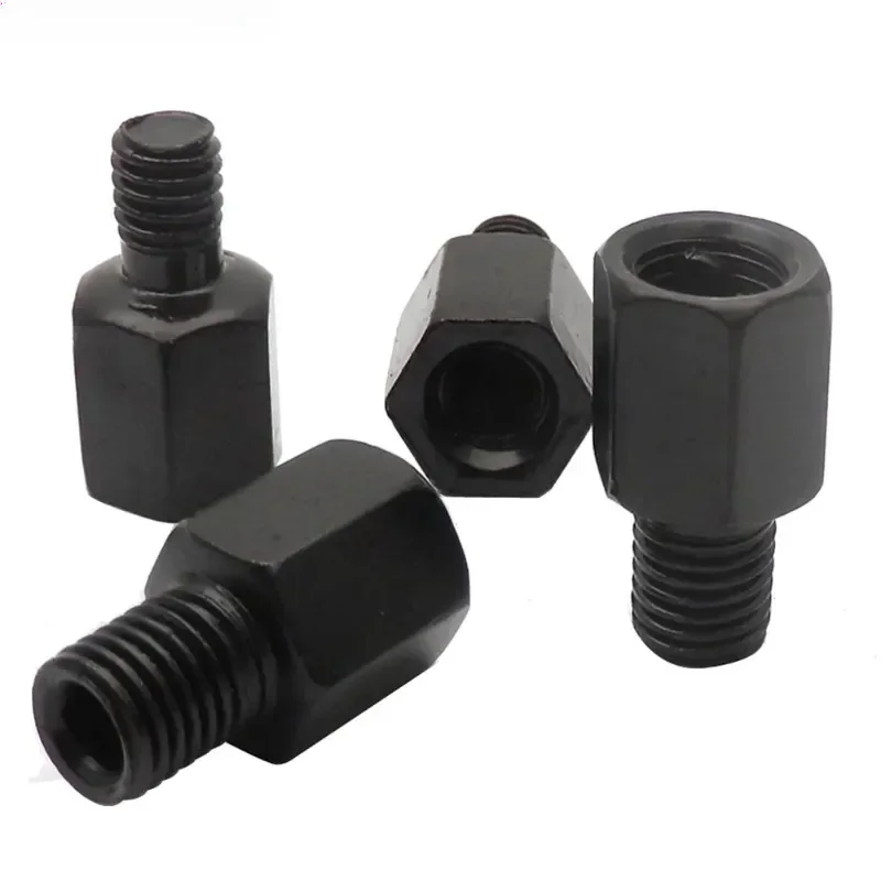 1 Pair Black Motorcycle Mirror Adapters M10 10MM M8 8MM Rearview Mirrors Conversion Bolt Clockwise Anti-clock Right Left Thread