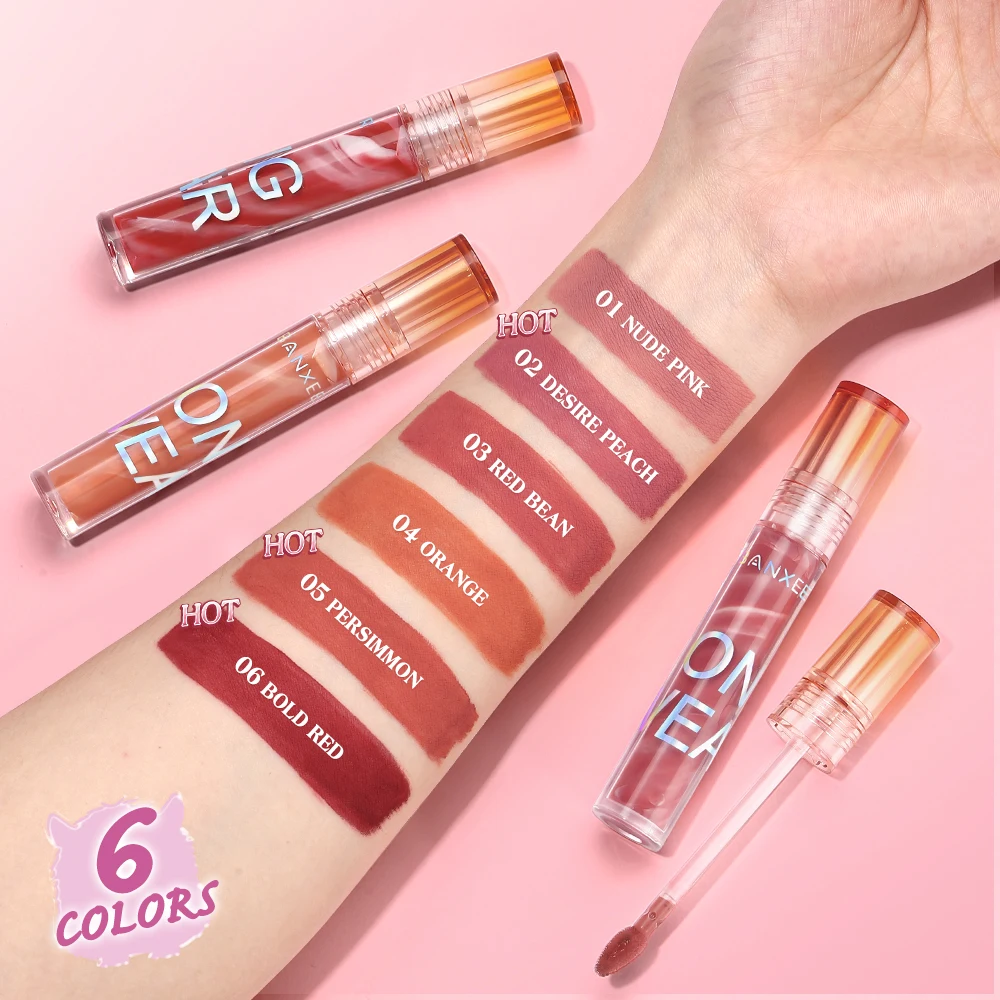 BANXEER Liquid Lipstick Matte Super Waterproof Long Lasting Highly Pigmented No Fade Non-stick Cup Lip Glaze Makeup for Women