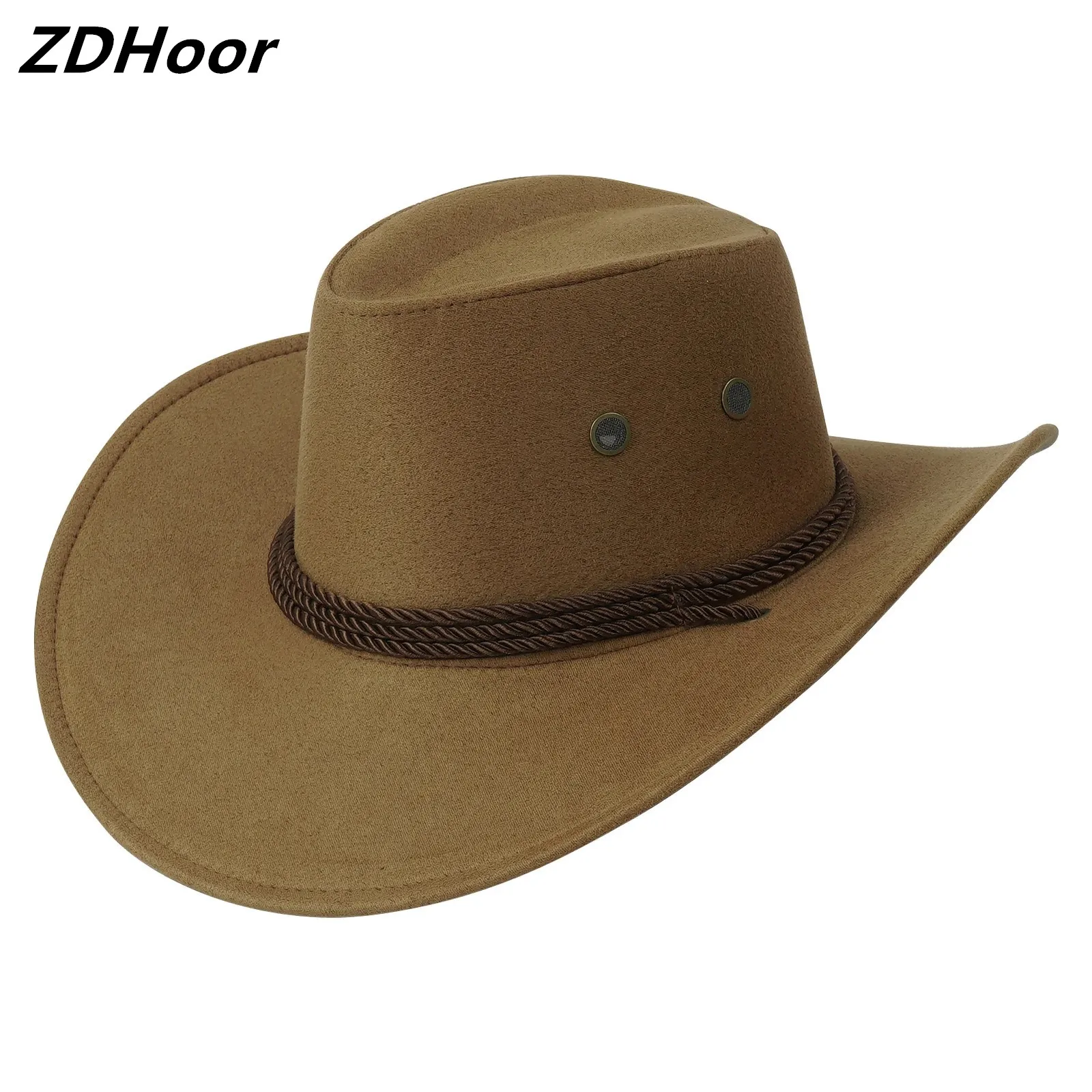 

Unisex Traveling Western Cowboy Hat Flat Top Outdoor Sun Hat Riding Hat Big Brim Cowboy Drawstring Hat Sombrero Hombre Jazz Caps