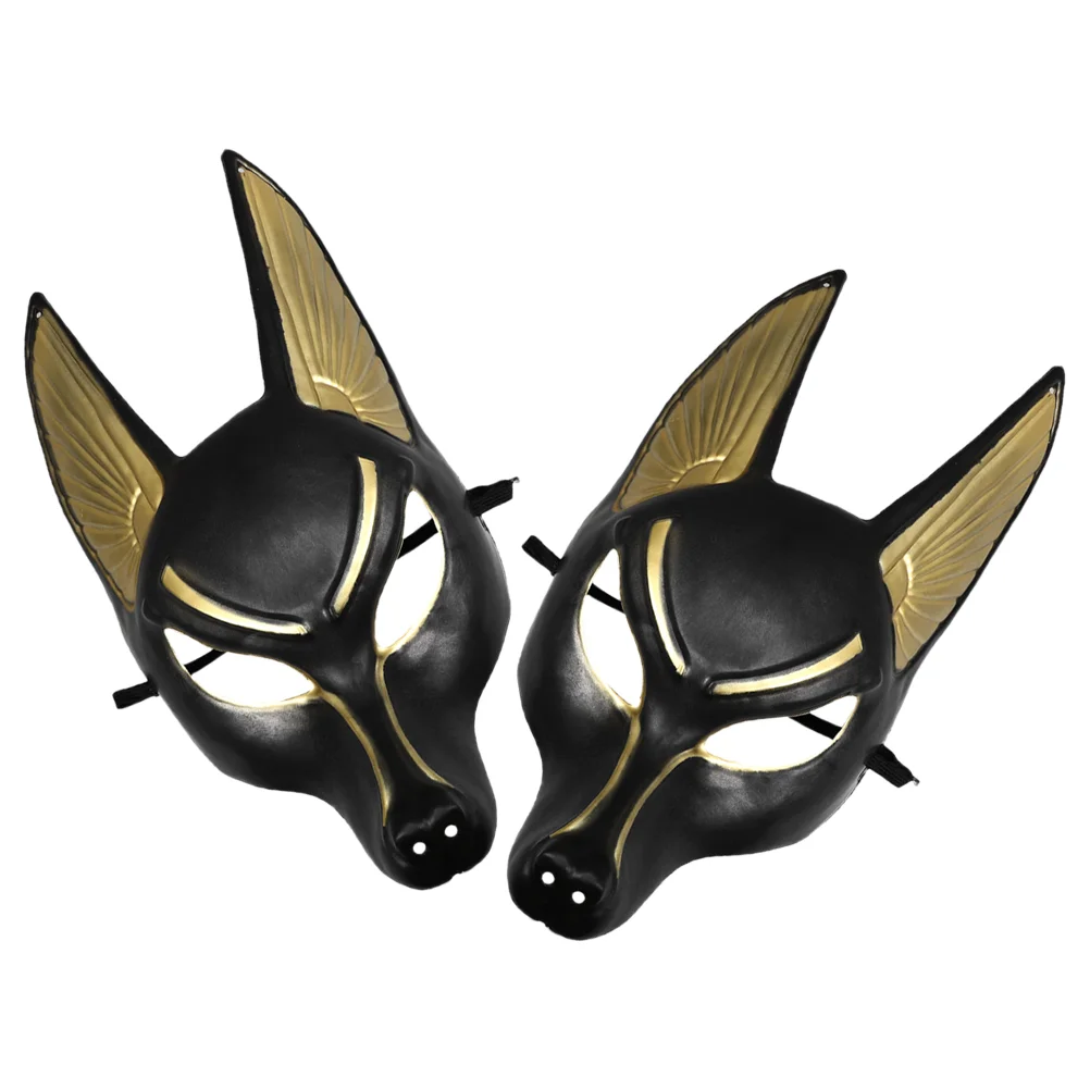 2 Pcs Anubis Mask Animal Masquerade Halloween Egyptian Costume 3d Retro Masks Decorative Makeup