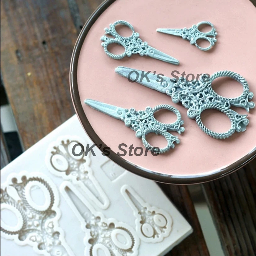 3D Silicone Scissors Shapes Fondant Cake Chocolate Candy Jello Silicone Decorating Mould Tools