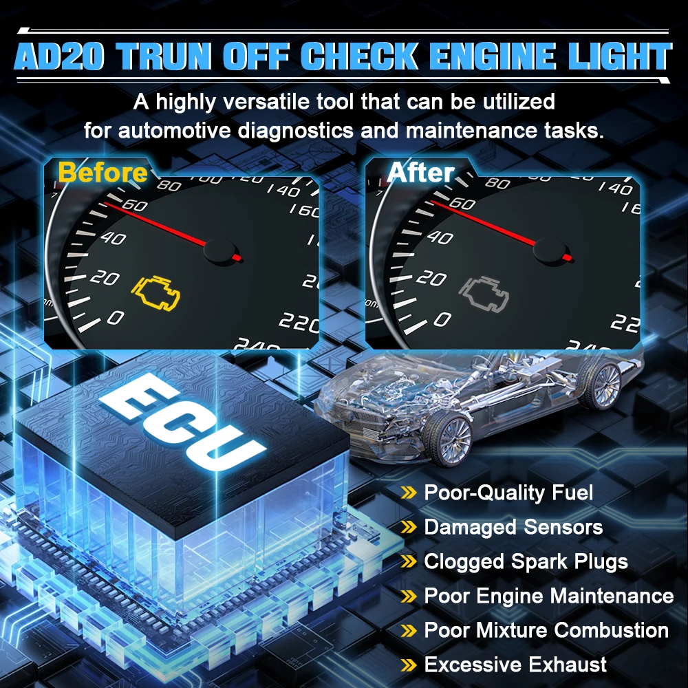 XTOOL AD20 OBD2-scanner Auto's Codelezer Gereedschap Automotive OBDII Diagnose Live-gegevens Fouten lezen Fout wissen Batterijtester Controleer motorlampje Gratis update Automatische scan Gratis verzending Motordiagnos