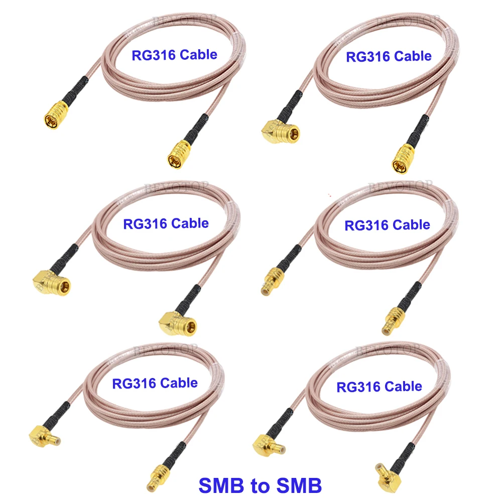 Image of 1 Stück SMB-Stecker auf SMB-Stecker/Buchse, RG316-Kabel, hochwertiger Pigtail-Jumper, HF-Stecker, 50 Ohm, geringer Verlust, 10 cm–10 m