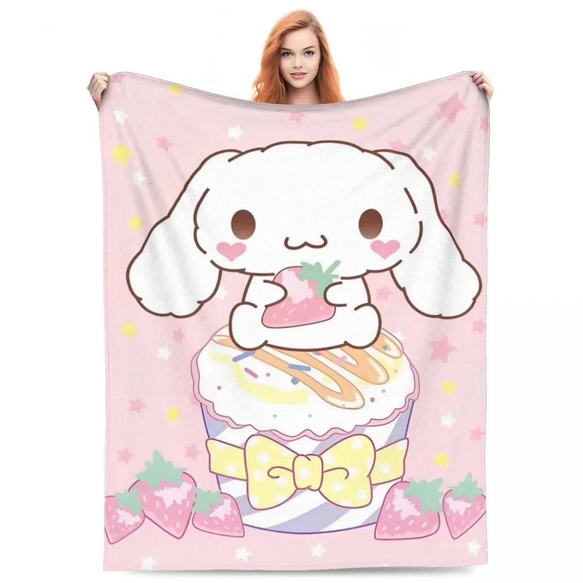 

Sanrio Cute Cartoon Dog Knitted Blanket Kawaii Cinnamoroll Flannel Throw Blanket Summer Air Conditioning Decoration Bedspreads