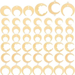 72Pcs 6 Style Moon Connector Charms Brass Jewelry Links Crescent Moon Dangle Connectors Blank Tag Pendants for DIY Necklace