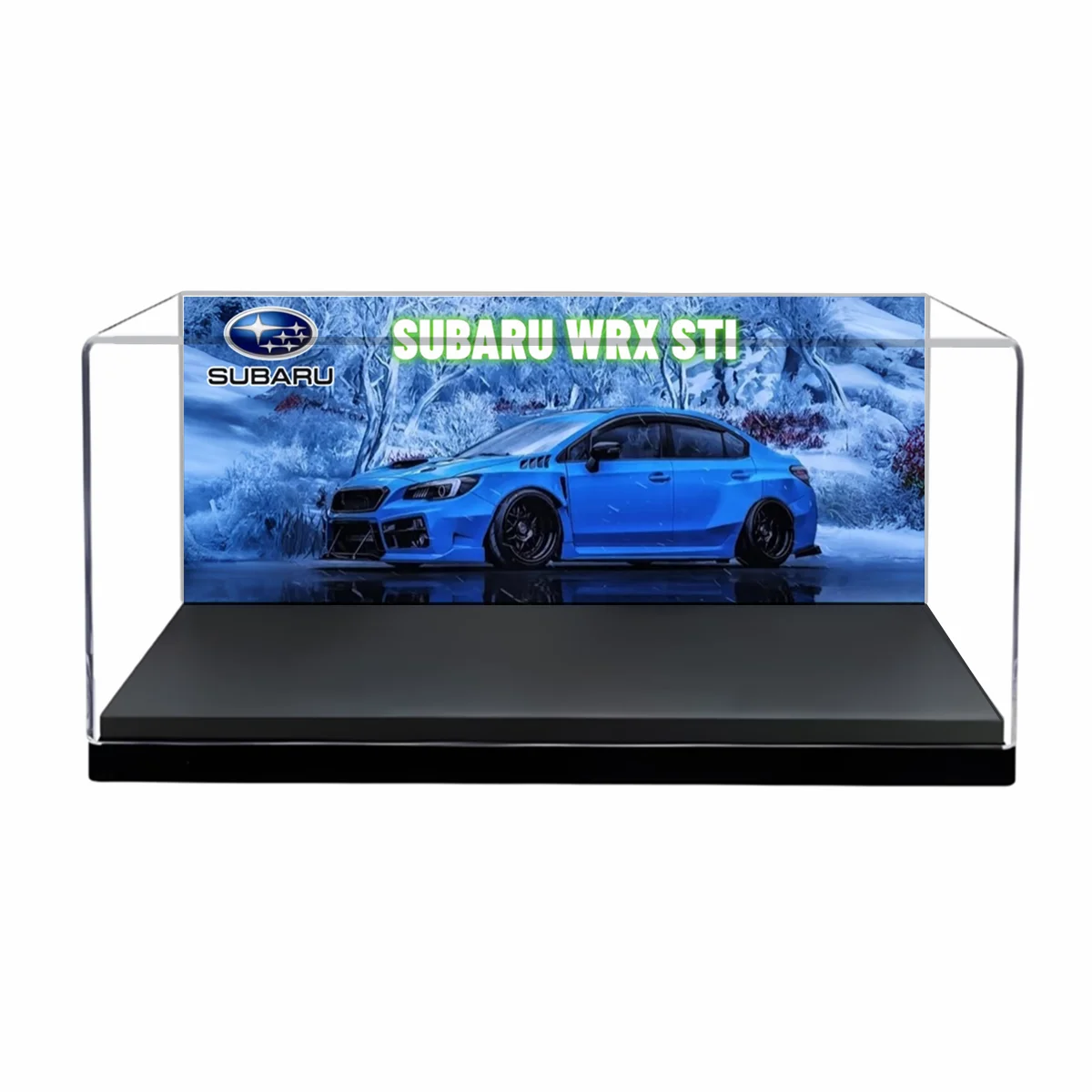 Subaru WRX STI Scala 1:36 con custodia in acrilico, modello di auto giocattolo ribaltabile Veicolo pressofuso Replica Regalo di Natale Giocattolo per bambini