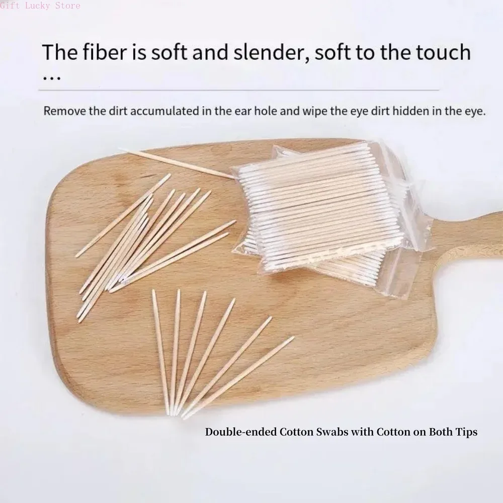 

100/300/500 Corrector Nail Polish Remover Clean Sticks Nails Wooden Tip Cotton Stick Buds Disposable Ultra-DetailManicure Tools
