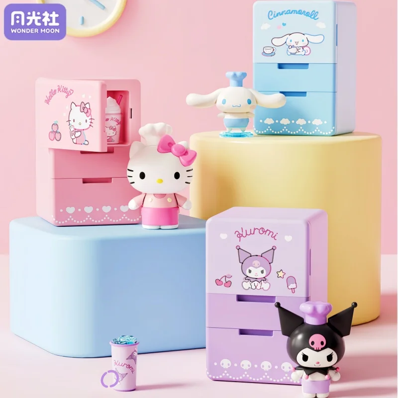 

Wonder Moon Sanrio Building Blocks Kuromi Mini Refrigerator Model Bricks Creative Home Decotations Children's Toys Gifts