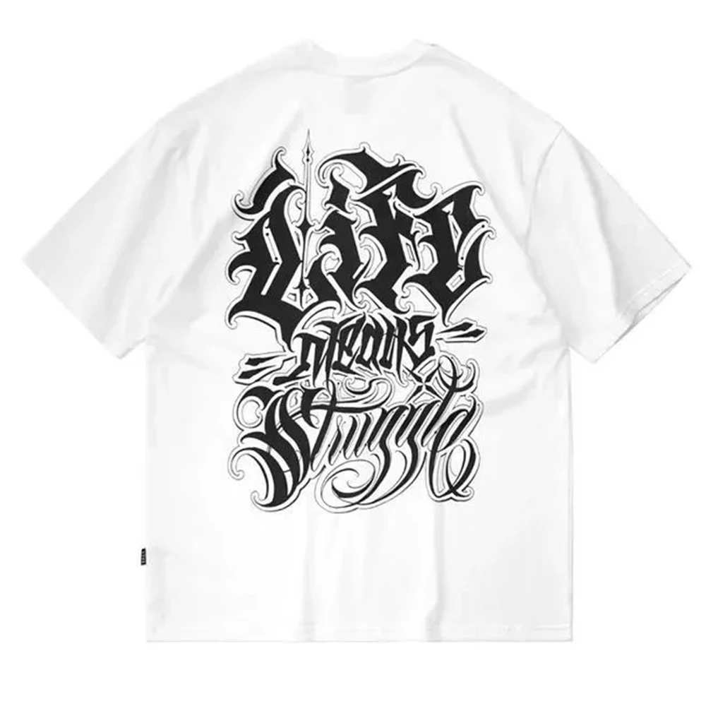 West Coast T-shirt Dwugłowy Jaskółka Los Angeles Street Rock Luźny Hip-hop Okrągły dekolt Casualowa odzież męska z krótkim rękawem