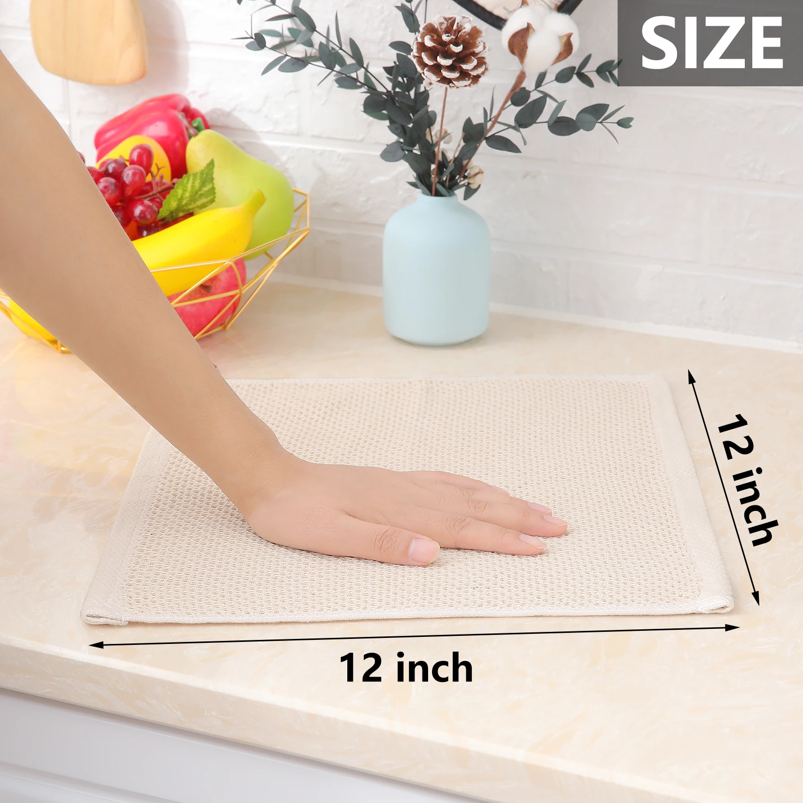 Homaxy 100% Cotton Waffle Weave Kitchen Dish Cloths Ultra Soft Absorbent Quick Drying Dish Towels 12x12 Inches Home Dish Cloths