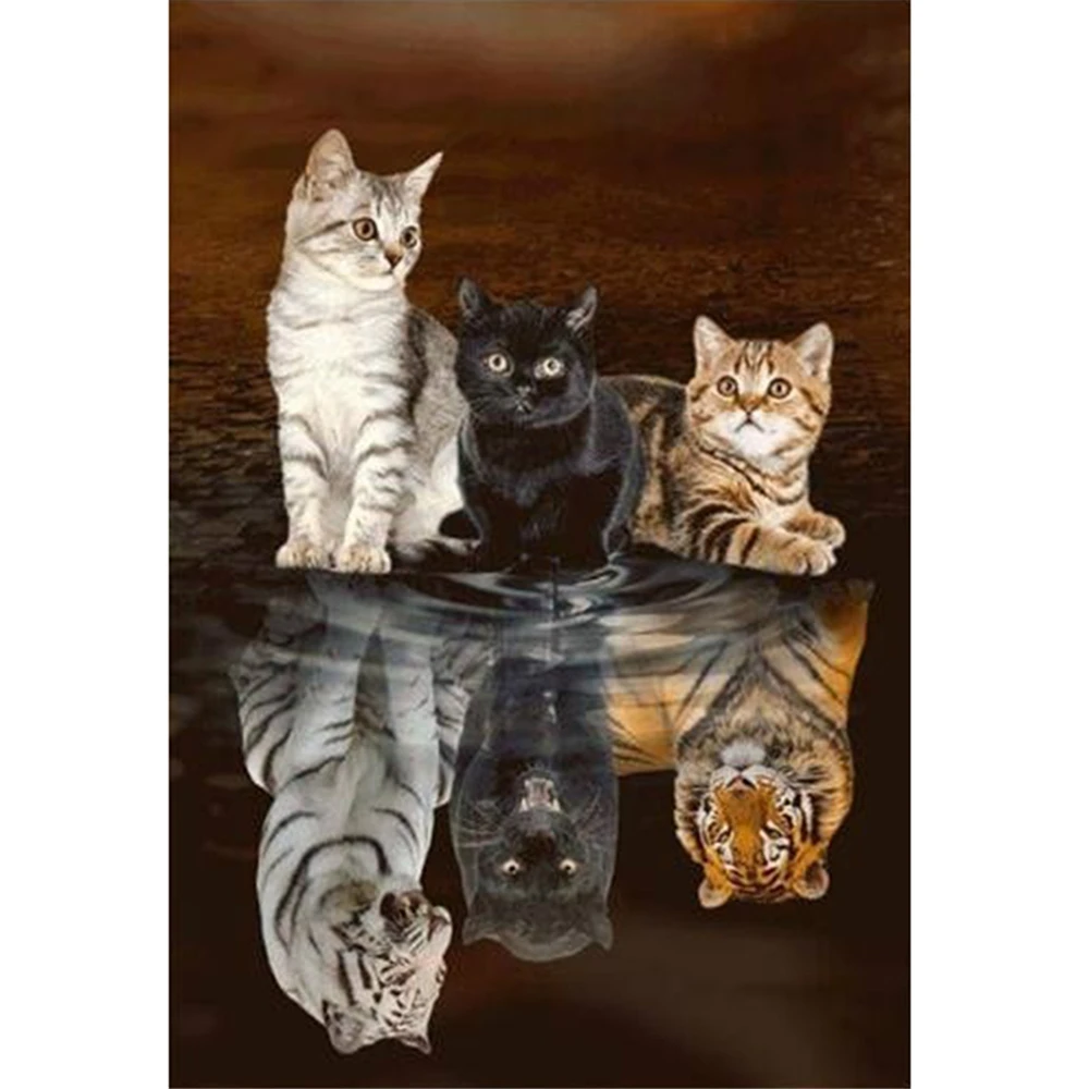 Animal Cat DIY Cross Stitch 11CT Embroidery Kits Craft Needlework Set Cotton Thread Printed Canvas Home Decoration   Wholesale