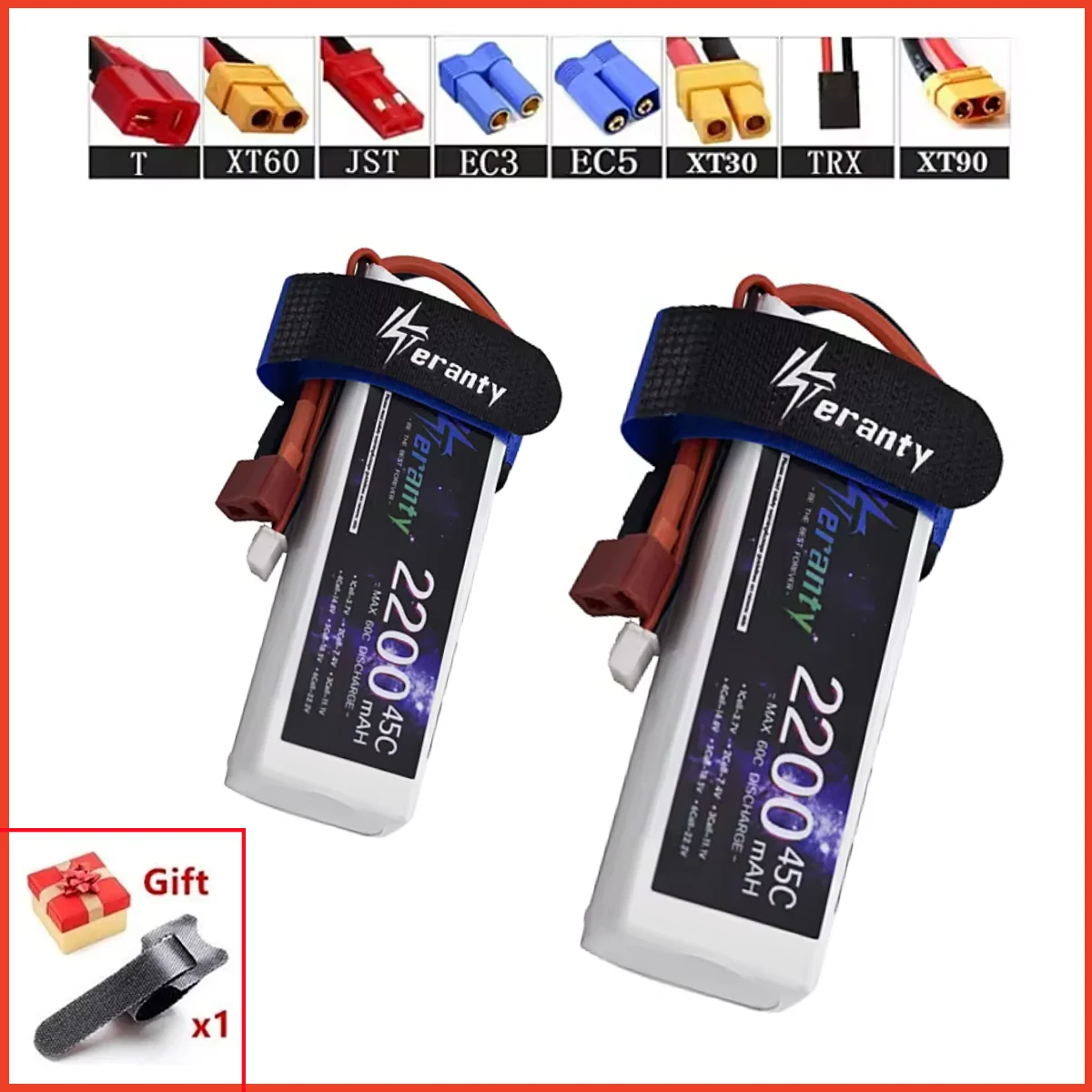 Batería LiPo 11.1V 2200mAh 3S 45C con XT30/XT60 para RC