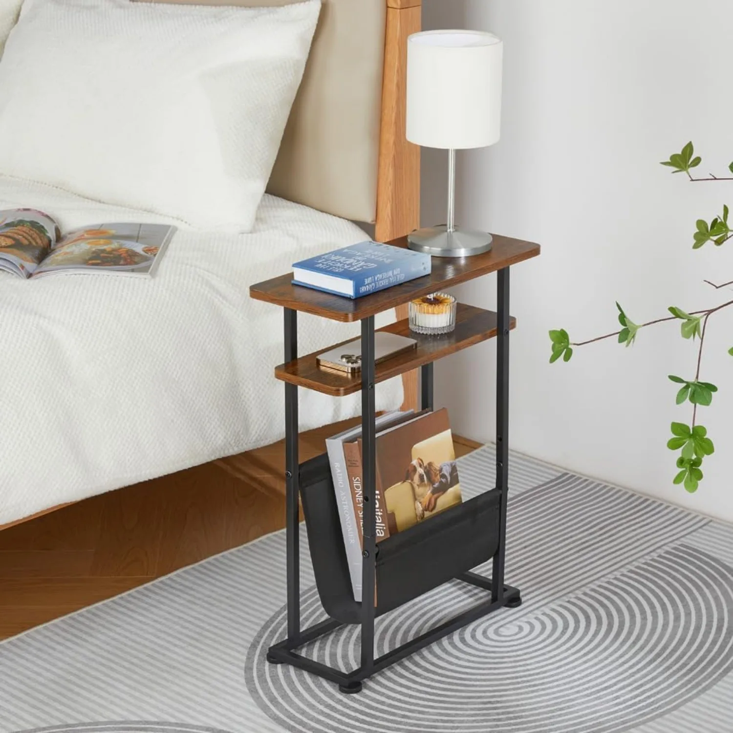 End Table , Narrow End Table Living Room Couch Side Table,Skinny Bedside Table Nightstand Bedroom Thin Side Table