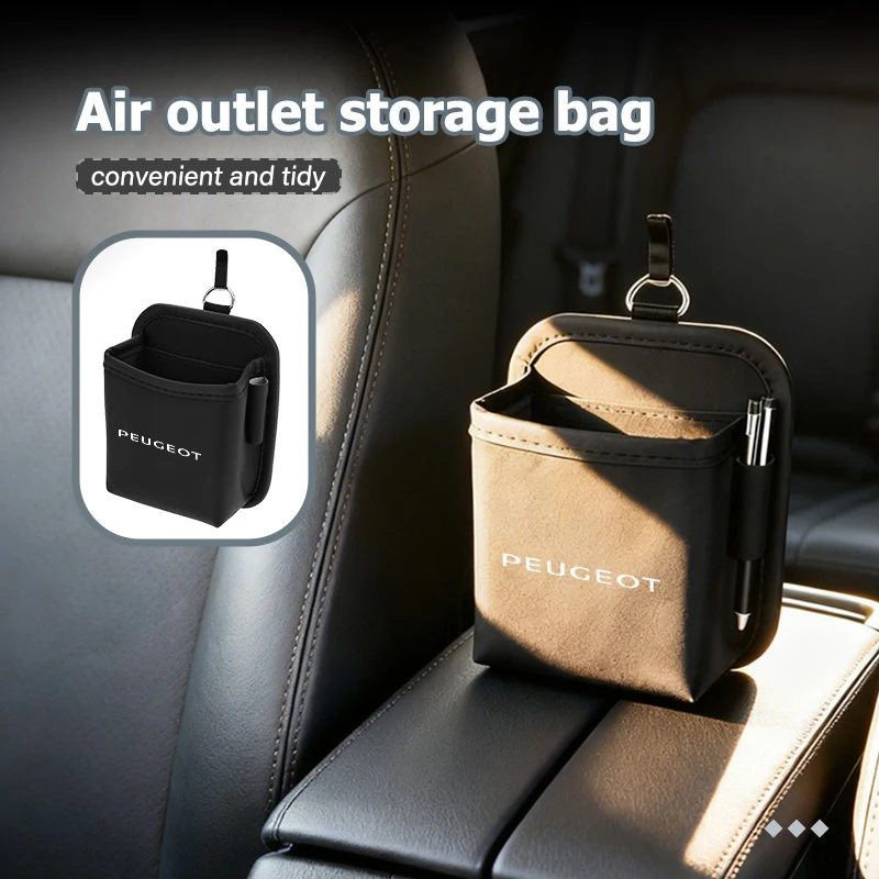 Bolsa organizadora para salida de aire del coche, caja de almacenamiento para gafas y teléfono, para Peugeot Expert Rifter 206 307 308 3008 207 208 407 508 2008