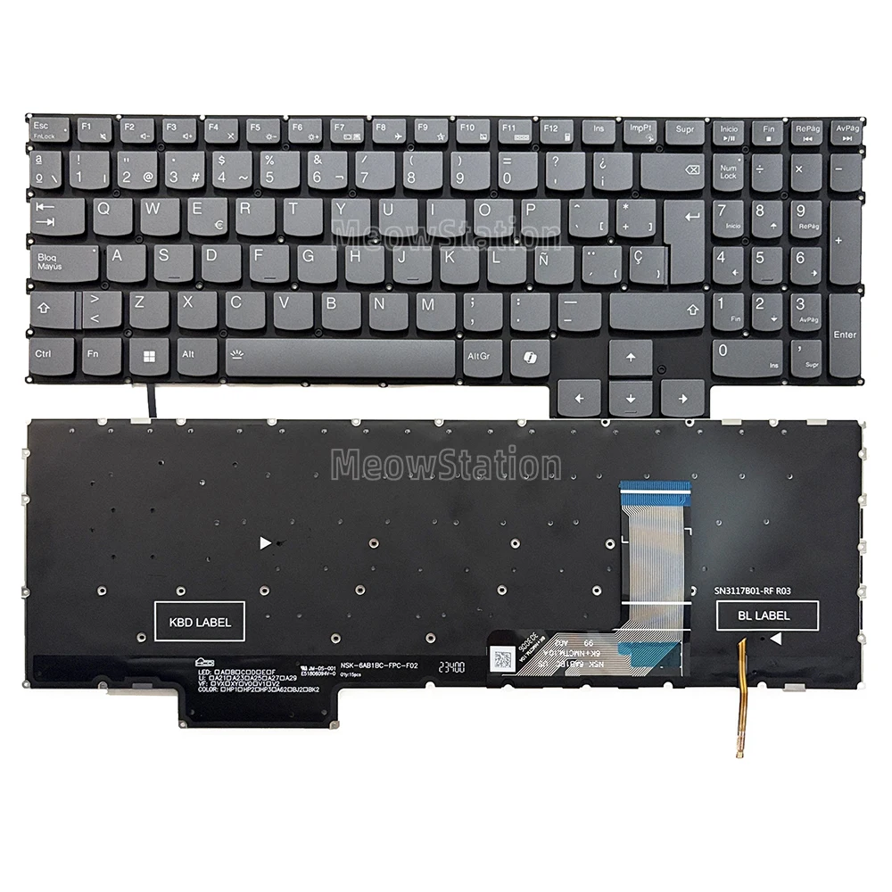 Spanish Backlit Keyboard for Lenovo Legion LOQ 15IRX9 15IAX9I 15ARP9 15AHP9 15IAX9 15APH8 15IRH8 16APH8 16IRH8,Slim 5 16AHP ARP9 — product photo 1 of 1