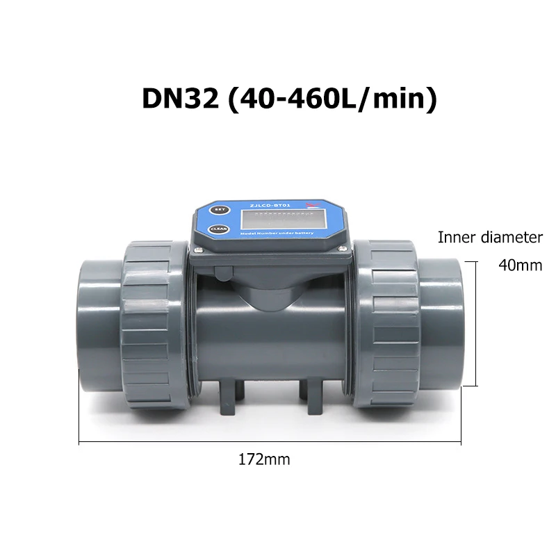 DN15-DN80 Digitale display-stroommeter Op batterijen werkende PVC-pijpleidingstroommeter met hoge precisie Waterstroomsensor voor landbouwirrigatie