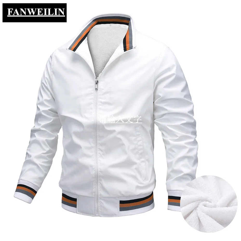 

Mens Oversized White Fleece Thick Jacket Coats Autumn Winter Men Bomber Jackets Cargo Outerwear Streetwear Sport Top Veste Homme