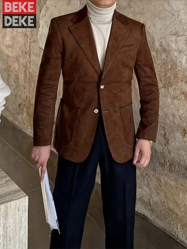 

Осень-зима, мужской пиджак в британском стиле, однобортный повседневный деловой повседневный верхняя одежда, мужская мода в стиле ретро, удобный пиджак