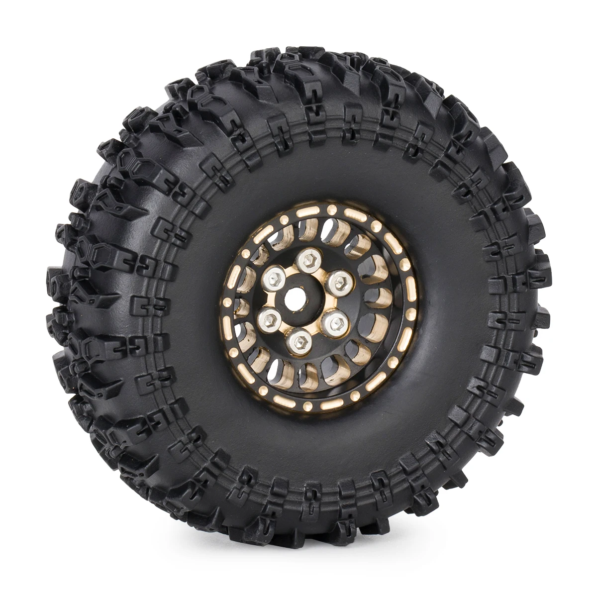 4個入り 1.0インチ 真鍮製ビードロックホイールハブリムタイヤセット 62*22mm 1/24 RCクローラーカー Axial SCX24 AX24 FCX24 アップグレード用