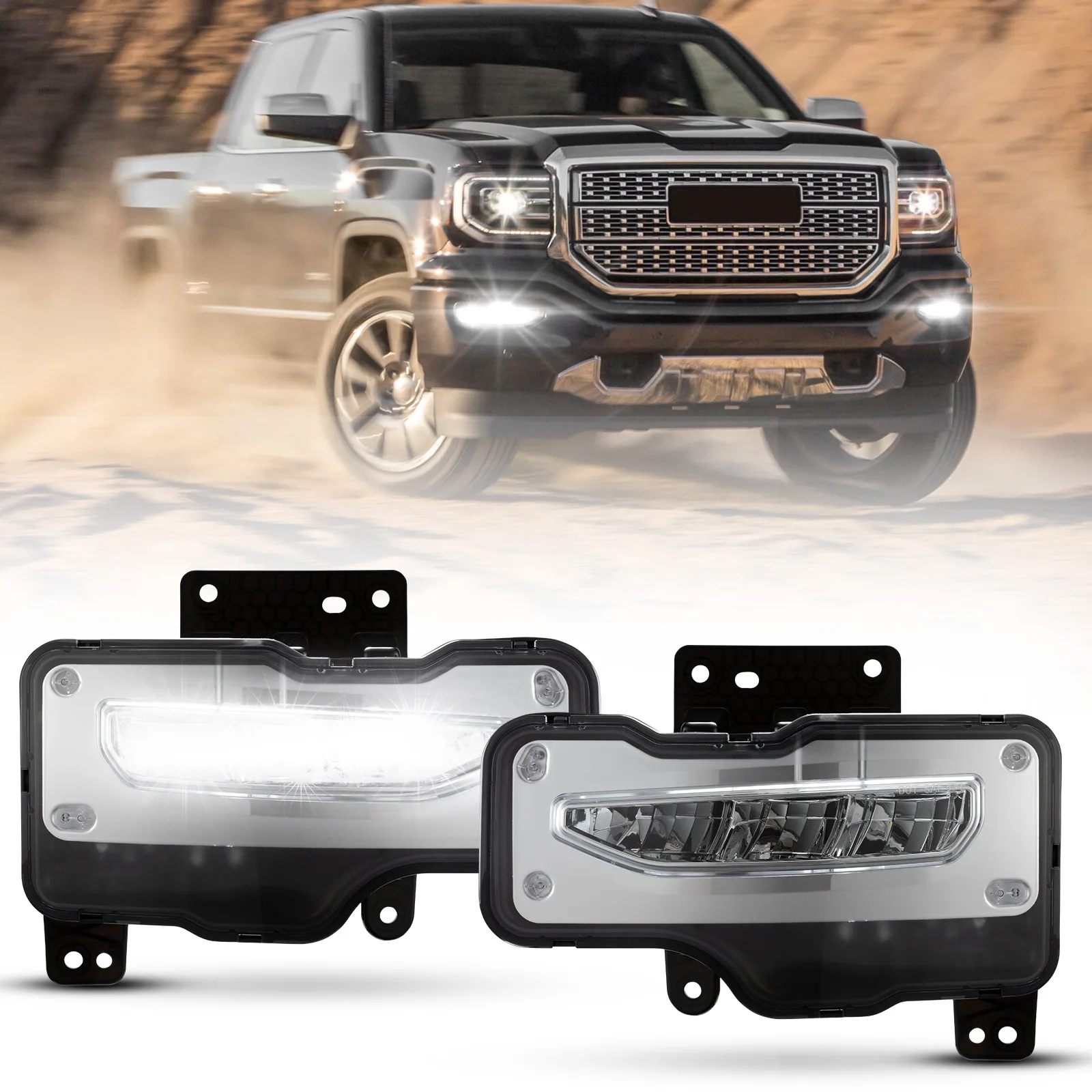 

Front Bumper Driving Fog Lamp Kit LED Fog Light For Gmc Sierra 1500 2016-2018