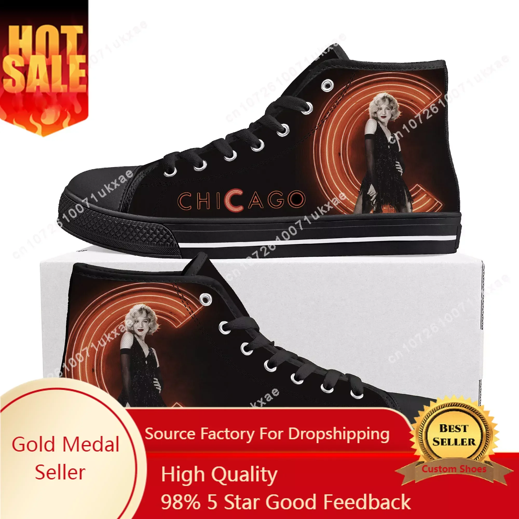 

Chicago Movie High Top Sneakers Mens Womens Teenager High Quality Roxie Hart Canvas Sneaker couple Shoe Casual Custom Made Shoes