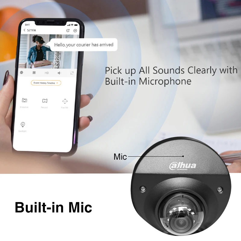 Dahua Mini 4MP Starlight Network Camera IP67 IK10 Waterproof & Vandal-proof CCTV Supports SD Card Mic Alarm IPC-HDBW2431F-AS-S2