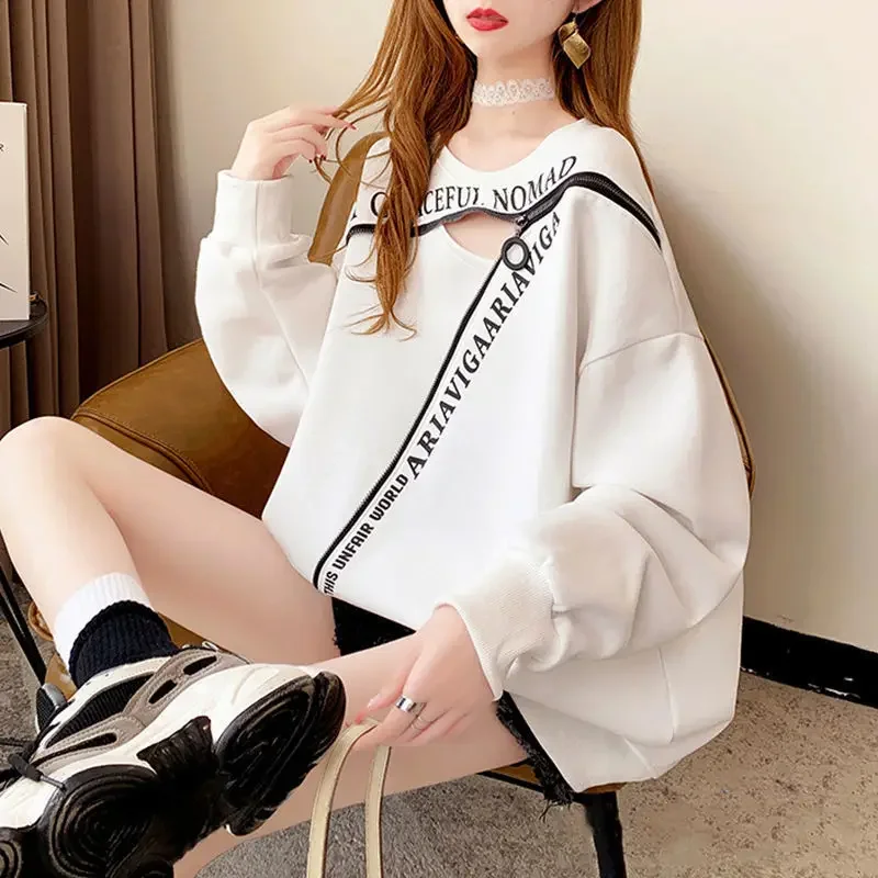 Autumn Women Pulovers Korean Fashion Designer Aesthetic Vintage Women\'s Sweatshirt Streetwear Coquette Star Clothes Full Zip Up