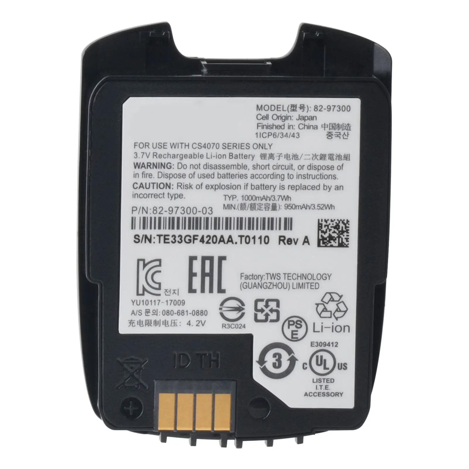 

1000mAh 82-97300 Battery for Symbol Original batteries For Zebra Motorola CS4070, CS4070-SR Barcode Scanner