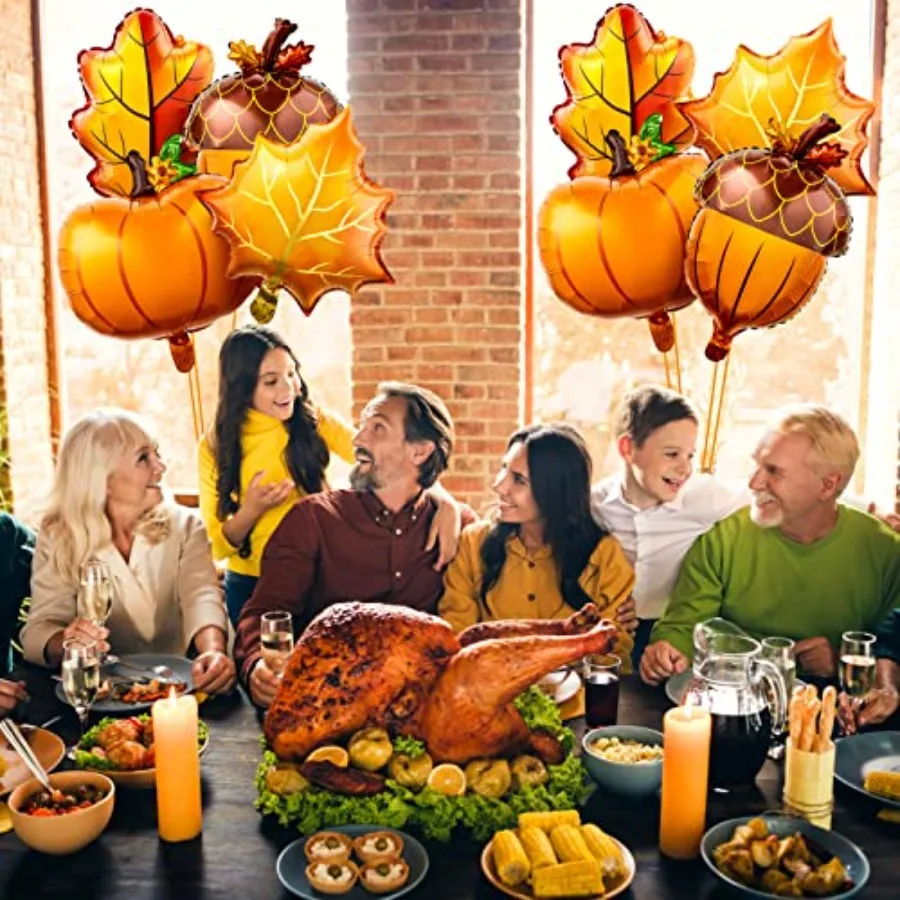 24-pack herfst Thanksgiving-ballonnen met pompoen esdoornblad en dennenappels ontwerp voor feestdecoraties met herfstthema, ideaal voor