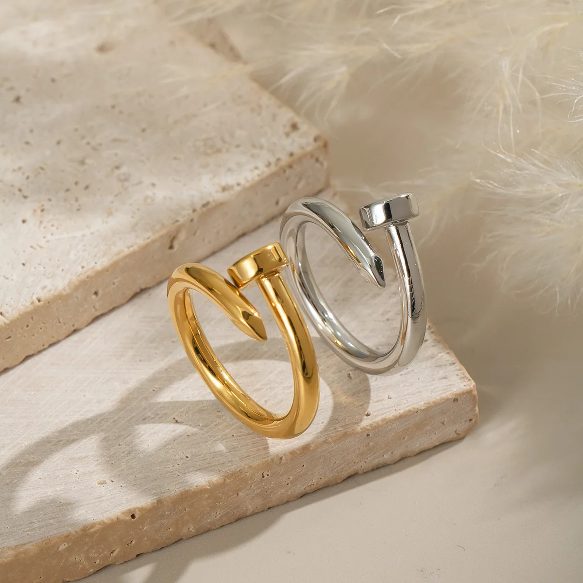 Minimalist Nail Bracelet for Women Stainless Steel Gold Plated Adjustable Bangle Waterproof Vintage Luxury Charm Jewelry Gift