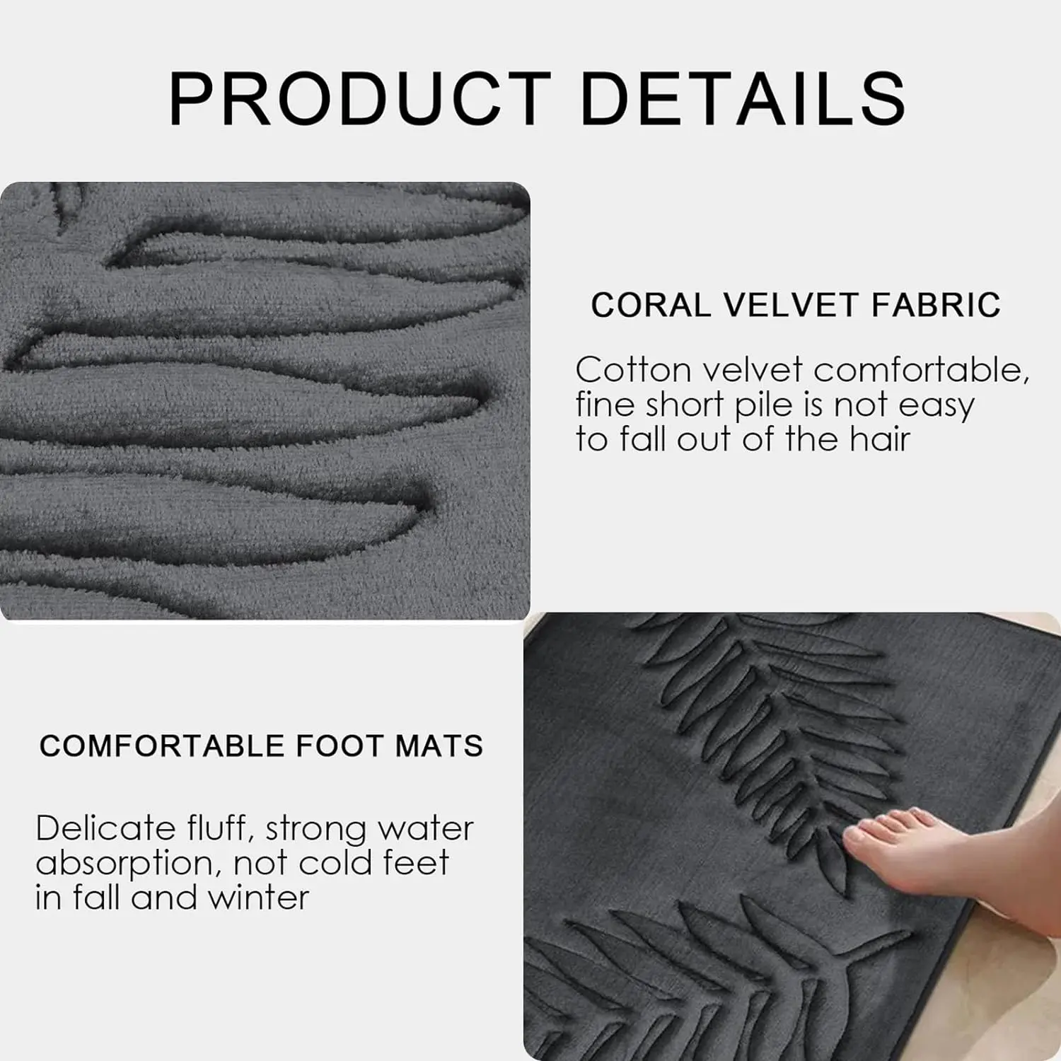1pc leaf patterned bathtub mat with simple embossed design, suitable for use as a water absorbing toilet mat in the bathroom