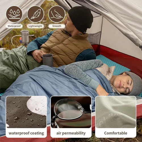 Imagen 2 del producto Saco de Dormir Naturehike 2026, Nuevo, Impermeable, Enlazable, Ultraligero, Doble, Portátil, para Adultos, 3 Estaciones, para Senderismo