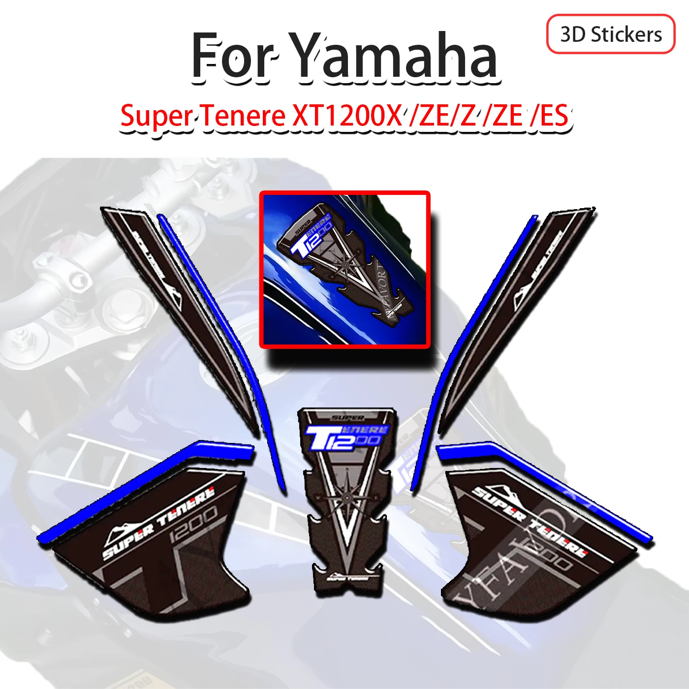 

Мотоциклетные наклейки, 3D наклейки для Yamaha Super Tenere XT1200X/ZE /Z/ES /E, комплект газового топлива и масла, наколенники, наклейки для бака