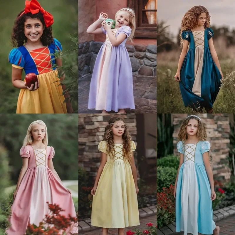 Children's Day Princess Cosplay Costume Beautiful Snow Dress White Stage Performance Carnival Party Outfits Girls Birthday Gifts