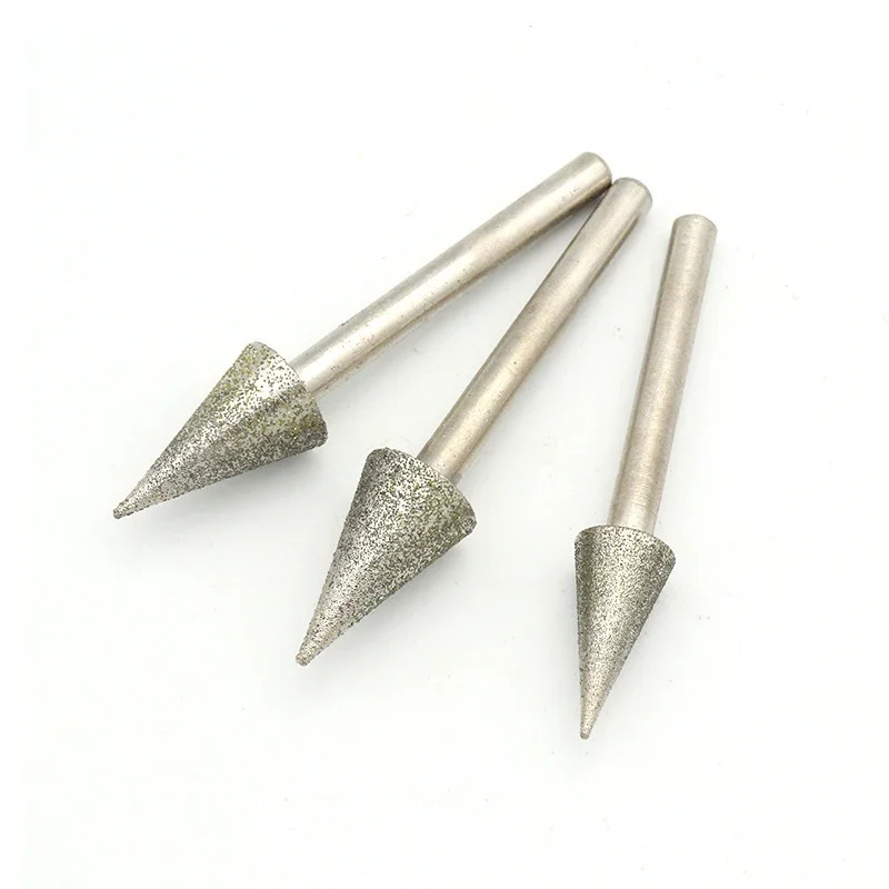 

6mm Shank 6~15mm Cone Taper Diamond Head Burr Grinding Polishing Engraving Bit for Dremel Rotary Tools