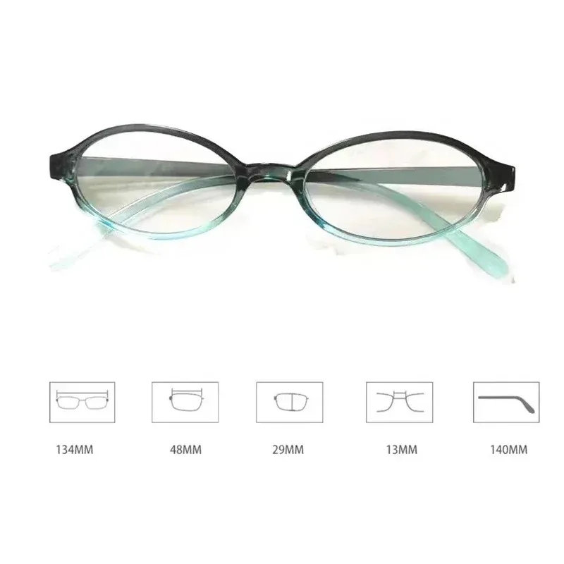 Retro Red Green Oval Small Frame Glasses  Anti Blue Light Glasses Ladies Myopia Glasses Finished Short Sight Eyeglasses Diopter