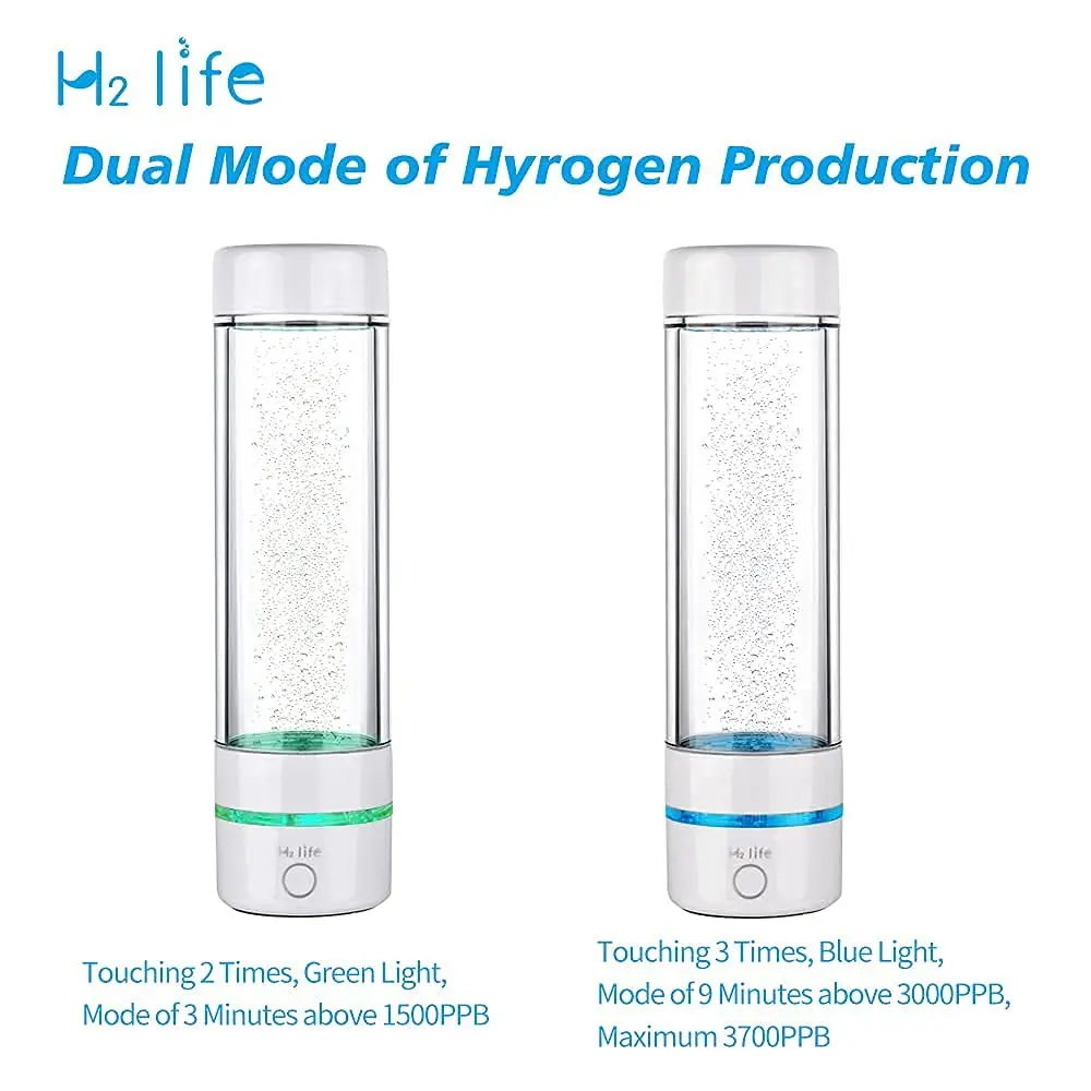 H2Life Hydrogen Rich Water Generator Bottle DuPont SPE PEM Dual Chamber Technology H2 Maker lonizer Electrolysis Cup Max 3700ppb