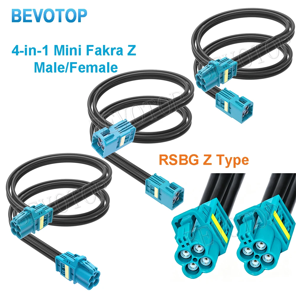 1Pcs RSBG Type 4-in-1 Mini Fakra Z Male/Female Connector RG174 Coaxial Cable 50 Ohm High Quality  BEVOTOP