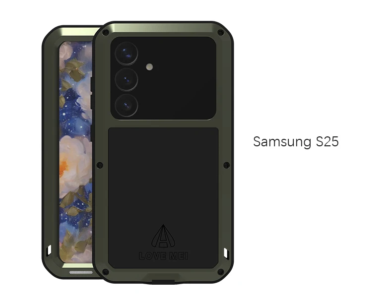 

LOVE MEI Metal Armor Case For Samsung Galaxy S25 S24 Ultra Plus FE Military Grade Silicone Shockproof Cover Built-in Protector
