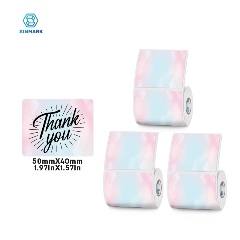 

SINMARK Label Stickers Colorful Self-Adhesive Label Paper Gift Tags DIY Commodity Food Price Sticker Compatible Phomemo Printers