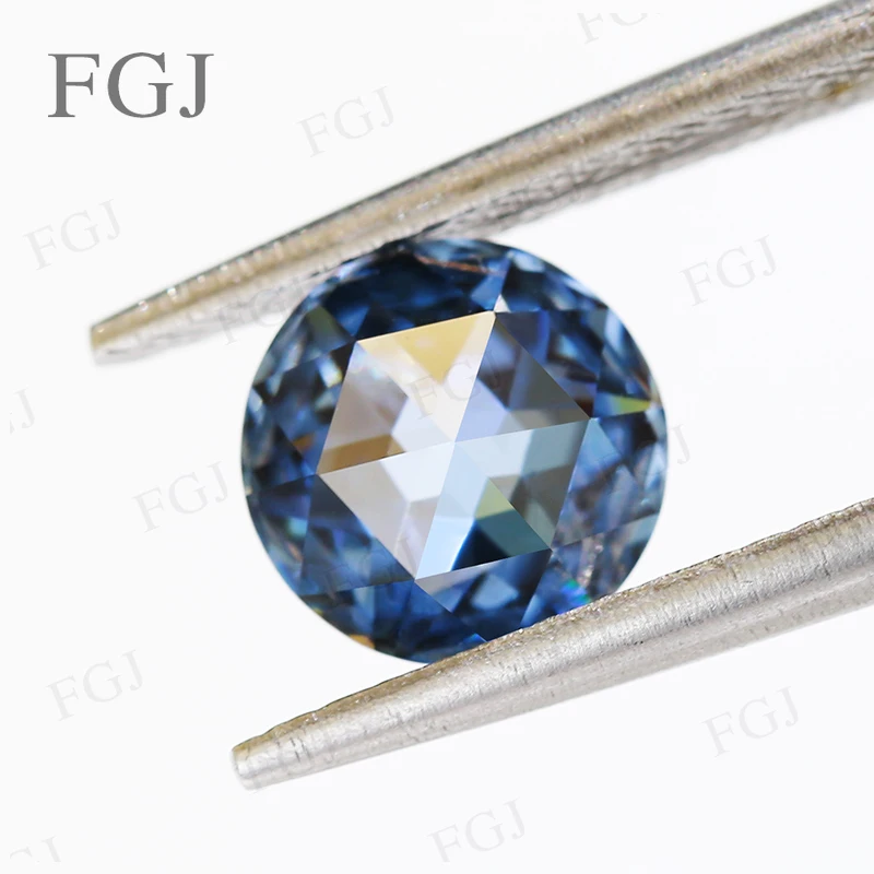 

0.1-10CT Real Moissanite Gemstone Round Double Side Rose Cut Vivid Blue Loose Stone With GRA For Jewelry Neckelace Making Gift